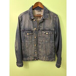 H&M Vintage-Style Medium Wash Denim Jacket With Snap Buttons & Chest Pockets